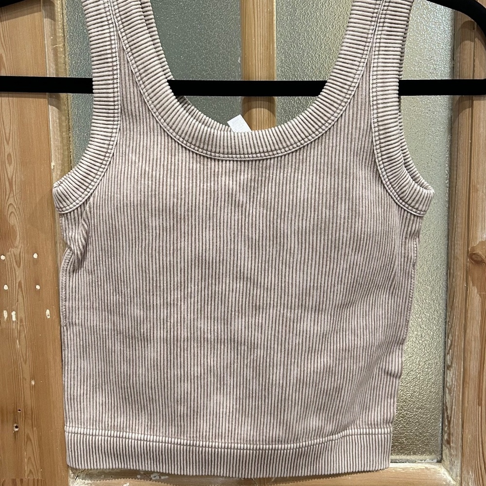Zenana Ash Mocha cropped padded bra tank